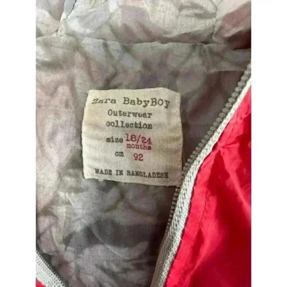 Zara baby boy red zipper jacket size 18/24 - Picture 3 of 3
